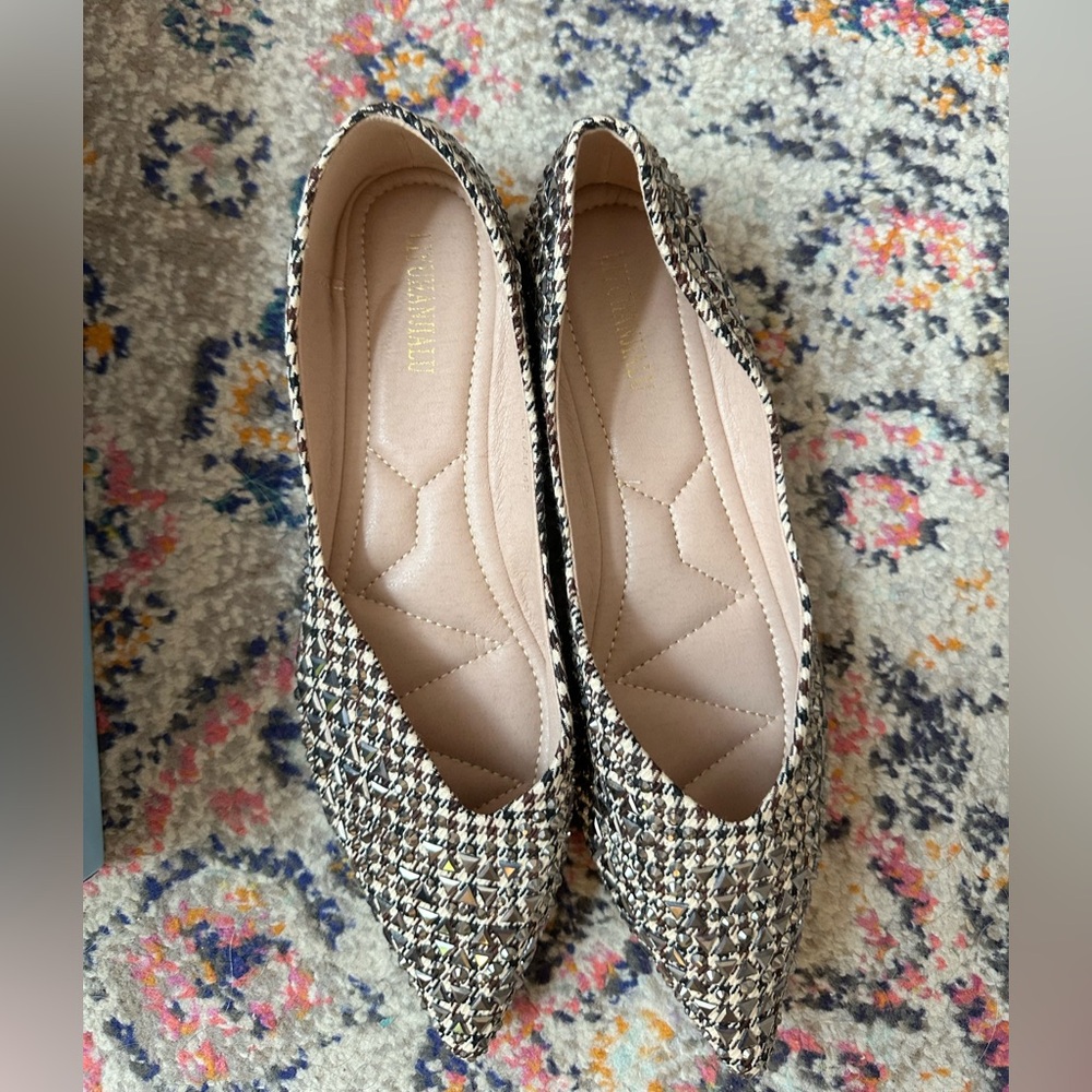 Black and White Flats with Crystal Embellishments